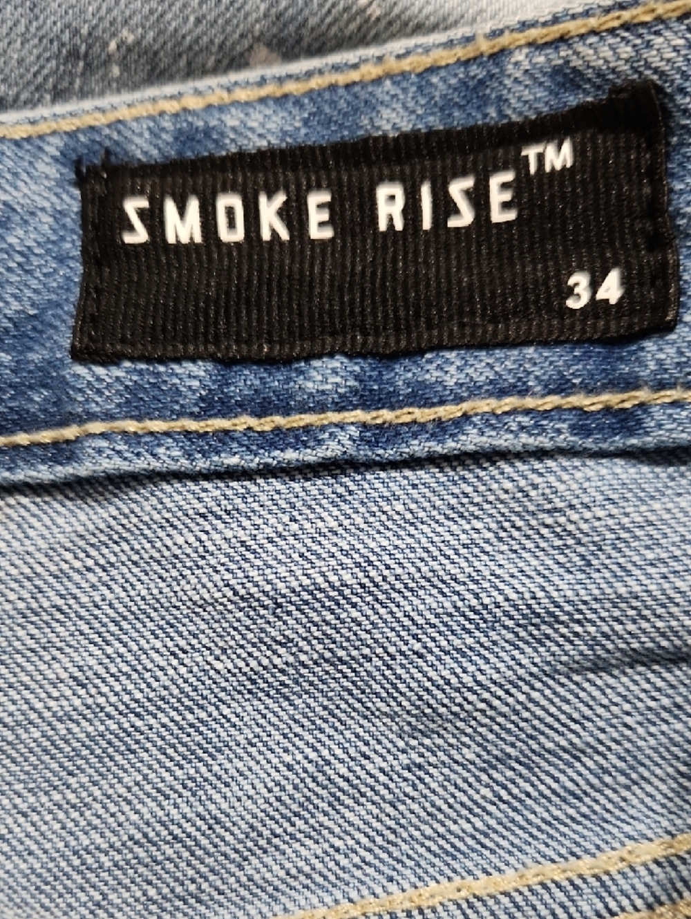 Blue Distressed "Smoke Rise"Graphic Denim Shorts - - Picture 6 of 6